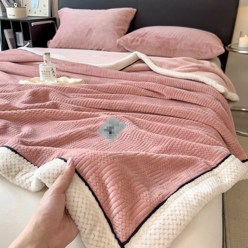 Thicken Warm Blanket Winter Double-sided Blanket Solid Colors Multifunctional Bed Cover Plush Bedspread 150/180x200cm Home Decor