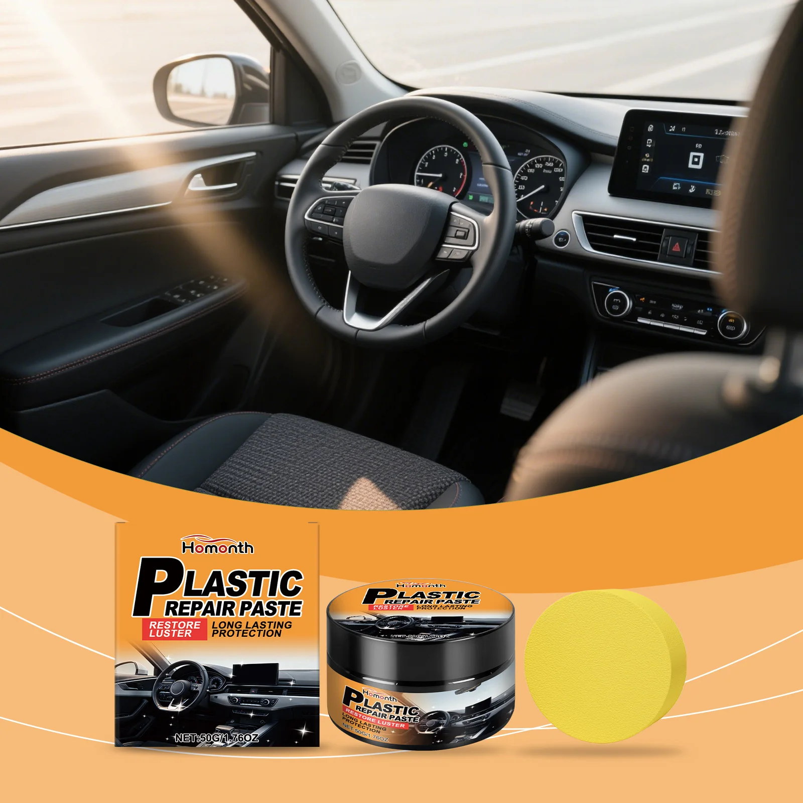 

Plastic Renewal Care Cream for Cars - Wheel Hub Interior Repair Wear Rust Fading Clean Restore Shine Prevent UV Damage