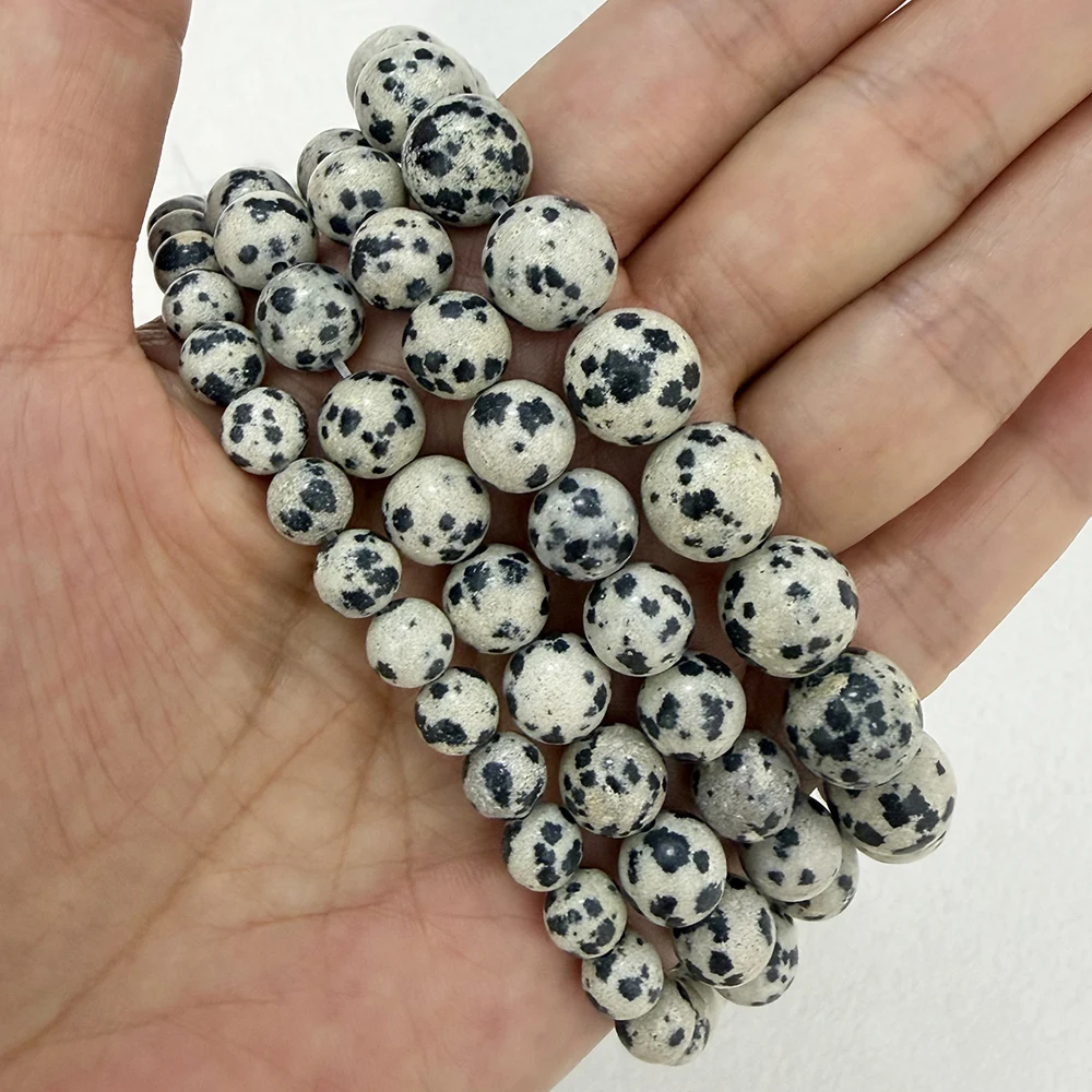 Natural Stone Dalmation Jasper Round Beads 15