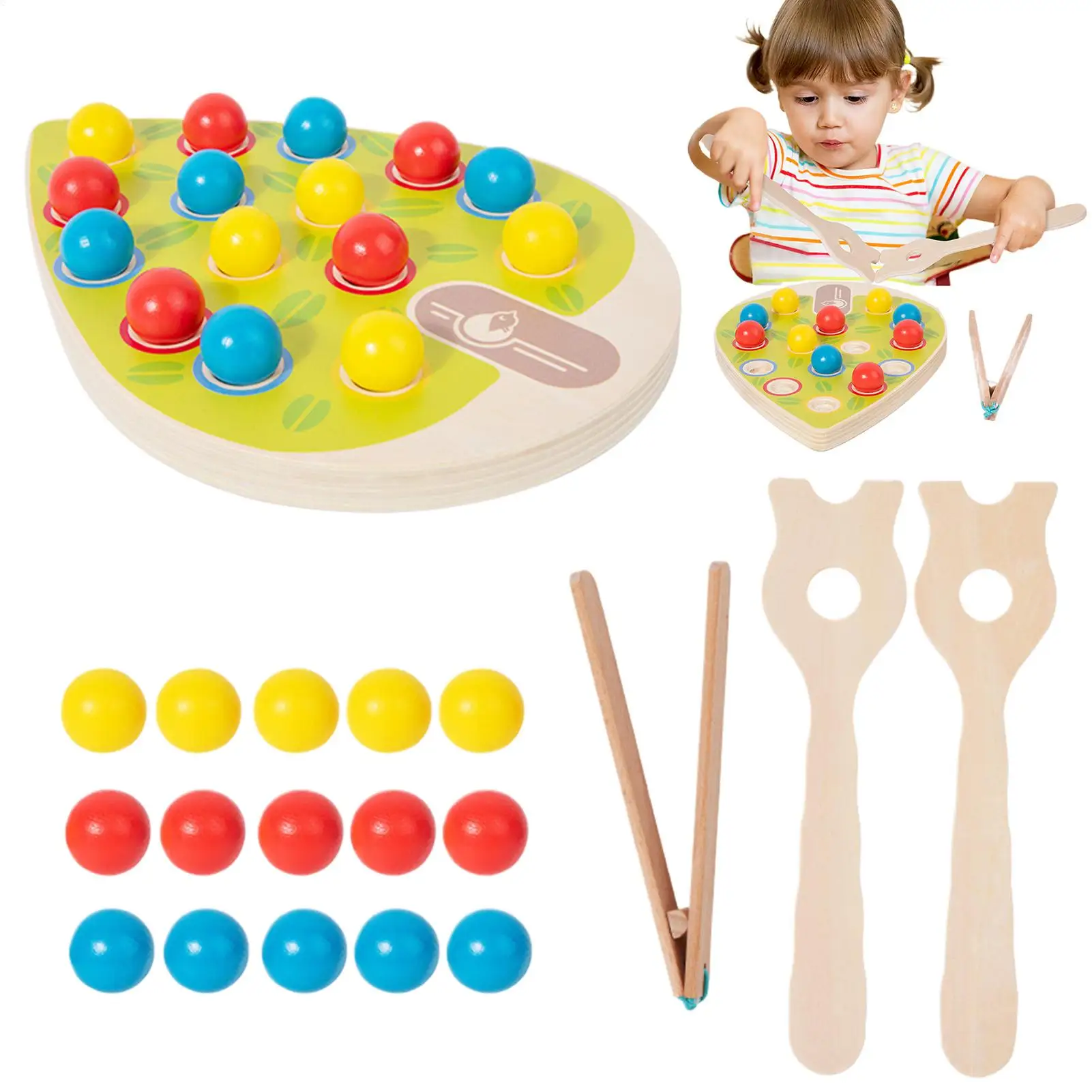 

Kids Beads Sorting Toy Wood Clip Beads Color Sorting Game Interactive Matching Toy Developing Fine Motor Skills For Toddler