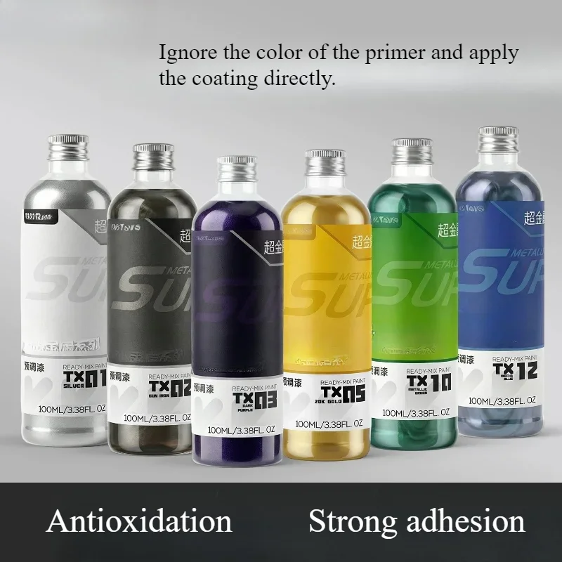 100ml Pre Mixed Non Diluted Super Metallic Color Nitro Paint with Strong Adhesion Anti Oxidation Base DIY Model  Spraying