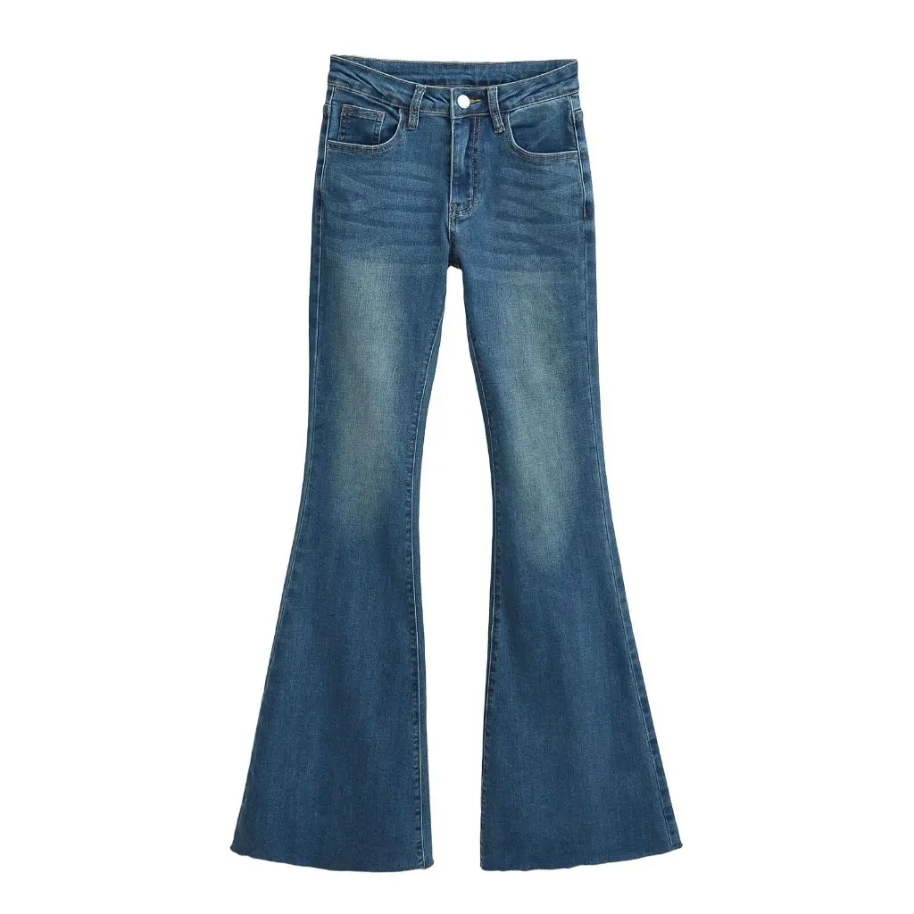 

Женские джинсы с низкой талией в стиле ретро, новые летние популярные брюки с большим рогом для девочек, брюки с микро-образным вырезом, брюки со шваброй