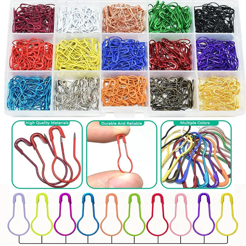 100Pcs Safety Bulb Pins Clothing Tag Calabash Crochet Stitch Markers Metal Safety Pins for Knitting and DIY Sewing Accessories