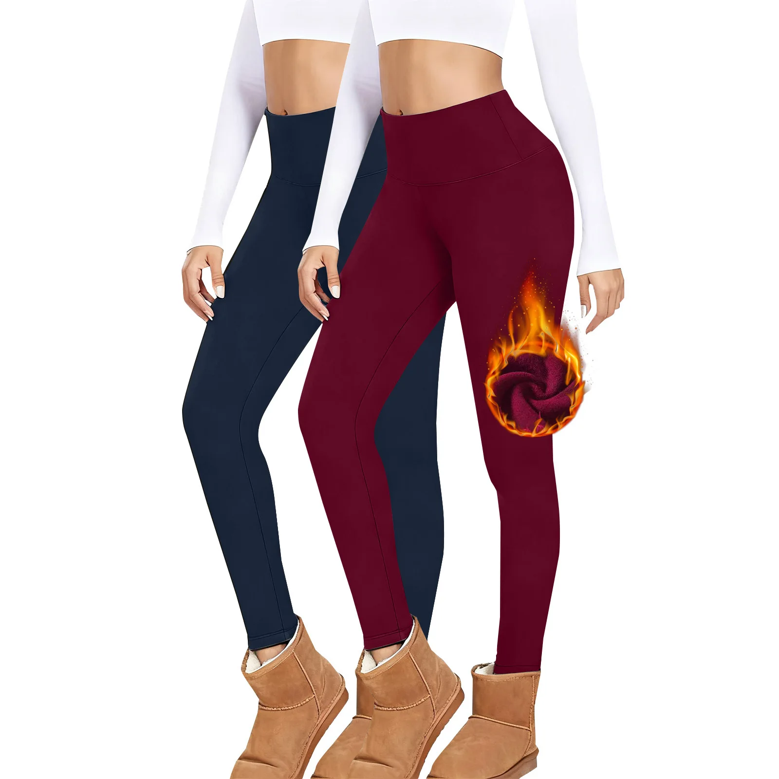 2 قطع المرأة الحرارية صوف مبطن عالية الخصر الرياضة طماق تجريب الشتاء الدافئة رشاقته الجوارب لينة اليوغا السراويل