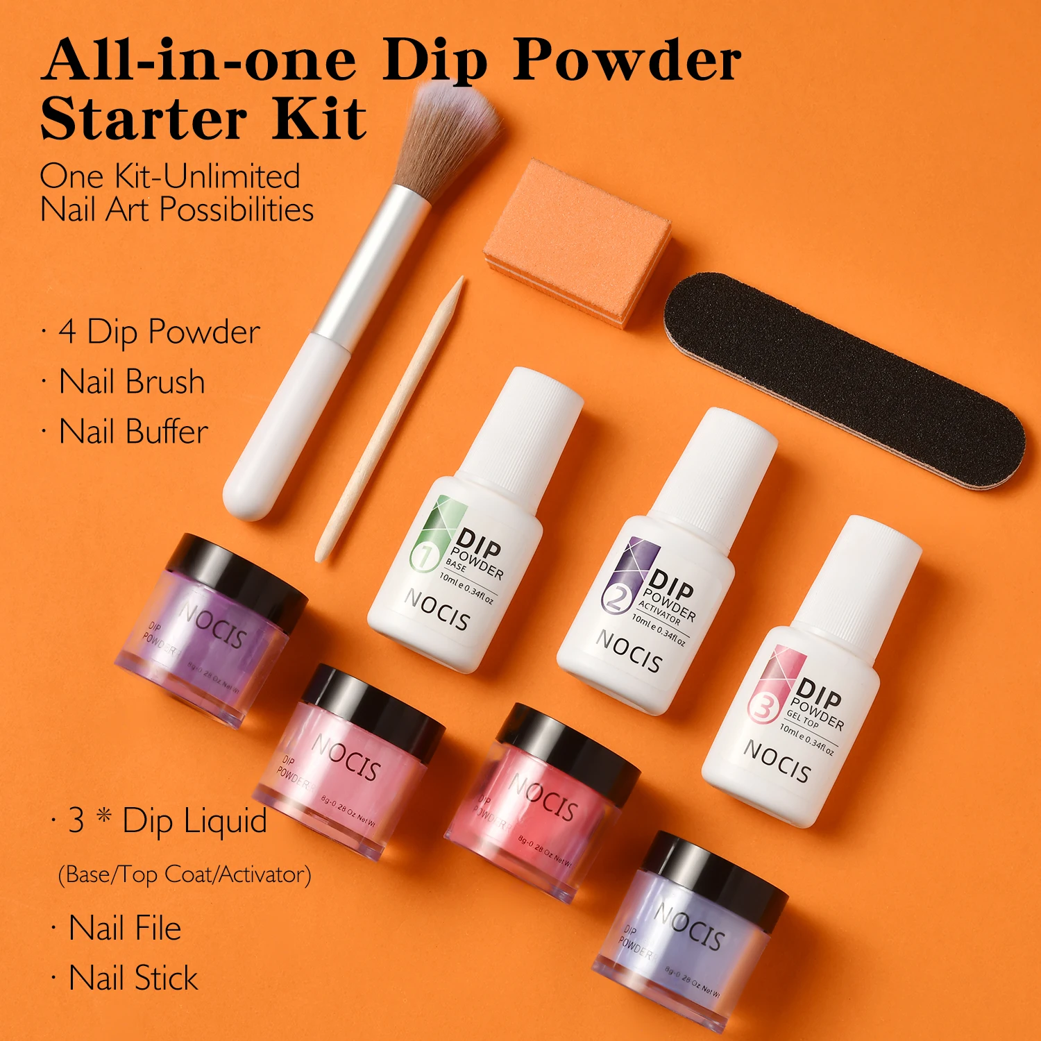 Temperatuur Kleurveranderende Dip Poeder Nagelkit Starter 4-kleuren Rood Blauw Glitter Acryl Dompelpoeder Essentiële vloeistofset