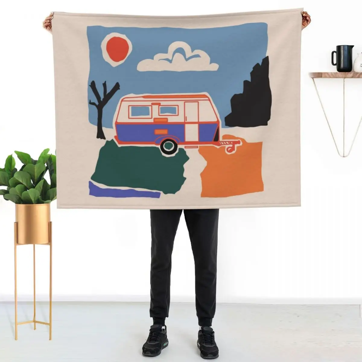 Retro Vintage Caravan Throw Blanket Vintage Hair Furrys Loose warm for winter Winter beds Blankets