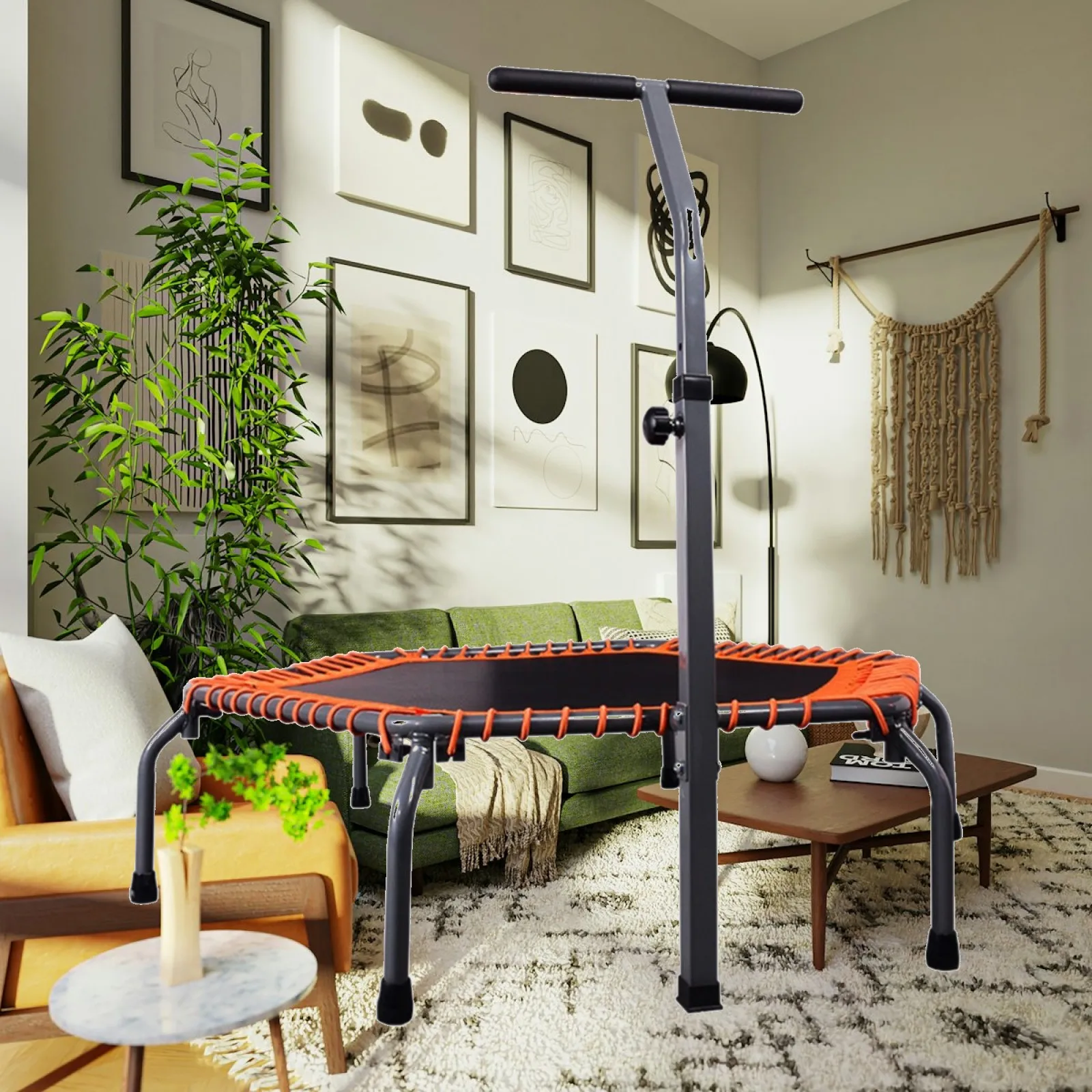 hexagonal-trampoline-compact-foldable-rebounder-elastic-bed-quiet-jump-trainer-with-padded-handle-for-home