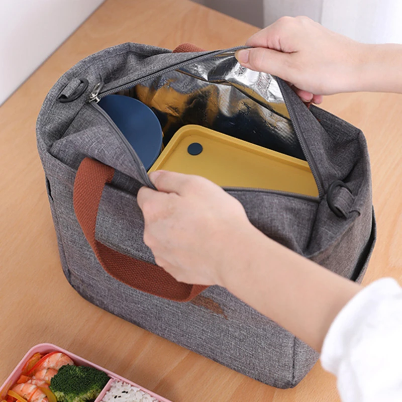 Portable Lunch Box Insulated Thermal Bag Picnic Food Cooler Pouch Large Capacity Shoulder Bento Storage Bags for Women Children