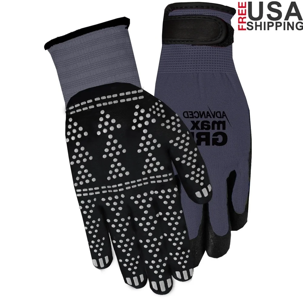 

Unisex 3 Pack Advanced Max Grip Gloves Non-Slip Latex-Free Durable Nitrile Palm All-Purpose Use Size LXL