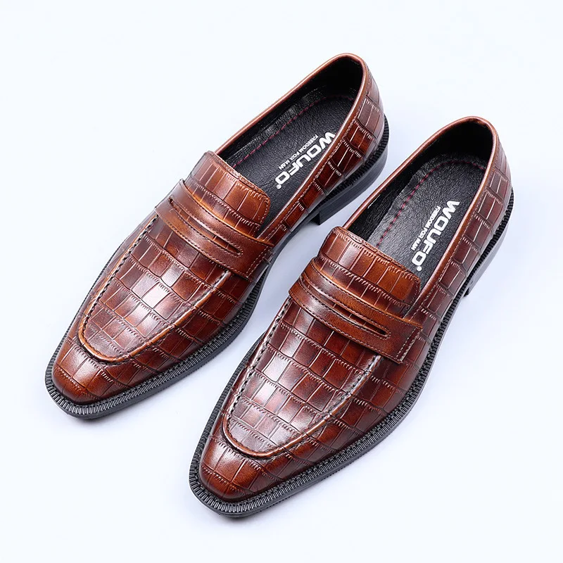 Summer business and leisure shoes, thick soled men's loafers, genuine leather, one foot leather shoes, top layer of cowhide