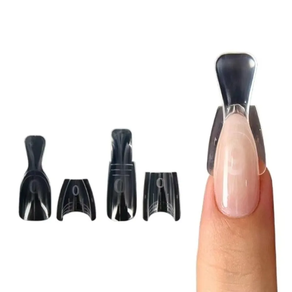 60/240/300 Pcs Oval Coffin Nail Forms Acrylic No Paper Forms Sandwich Nail Forms 15 Size Oval Dual Nail Forms