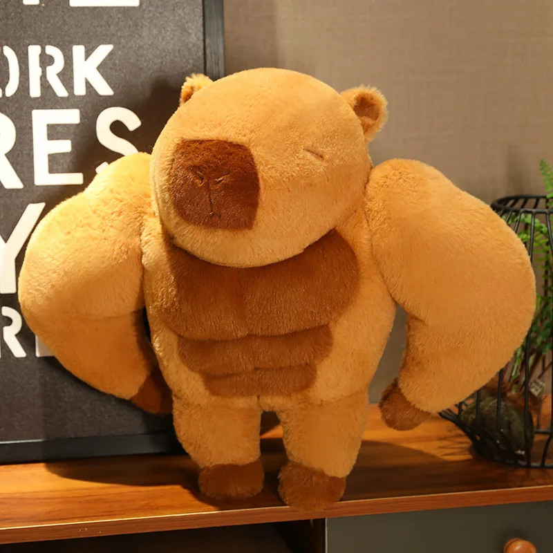 Peluche Capybara debout musclée, jouet amusant, oreiller, décoration de dos, chambre à coucher, fête pour amis, cadeaux amusants, 45 cm, 65 cm, 75cm