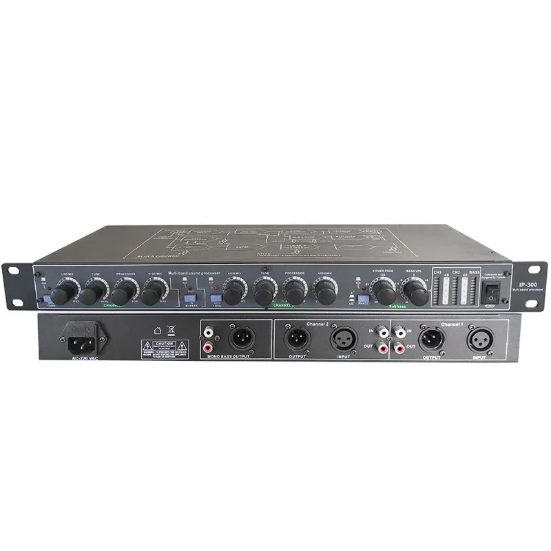 The effects processor features an independent low-frequency output processor and a 300 stage performance audio exciter