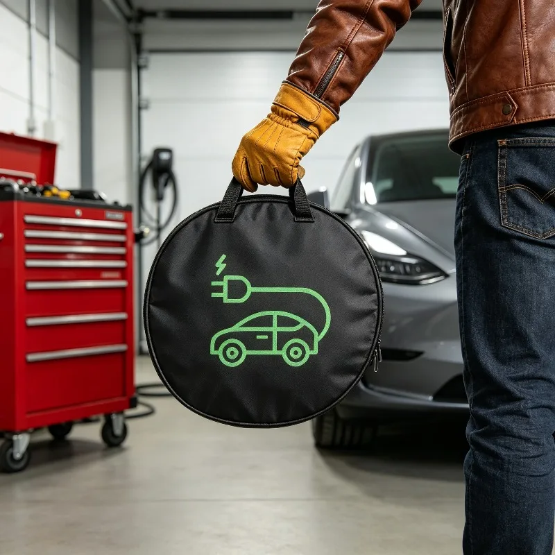 Car Charging Gun Storage Organizer Electric Car Charger Storage Bag Waterproof Car Battery Cable Handled Bag EV Car Accessories