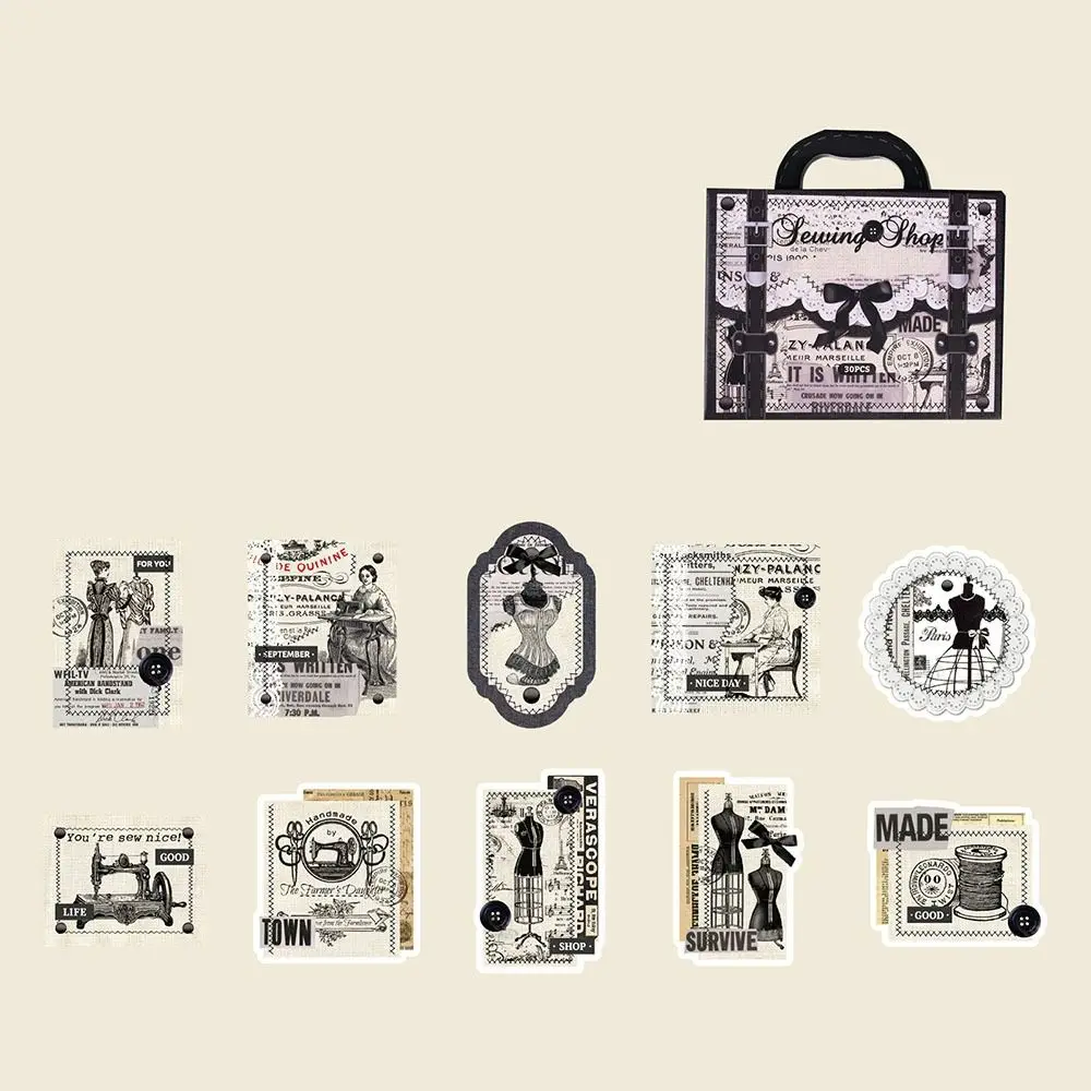 

30 шт. художественные декоративные наклейки «сделай сам», студенческие канцелярские принадлежности, ретро наклейки для скрапбукинга, декор для справочника, клейкие наклейки