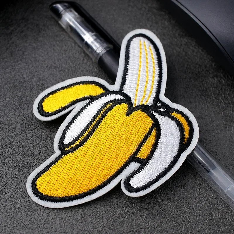 Banana (Size:6.8X8.5cm) Embroidered Patch for Clothing Iron on Sew Applique Cute Fabric Shoes Bags DIY Decoration