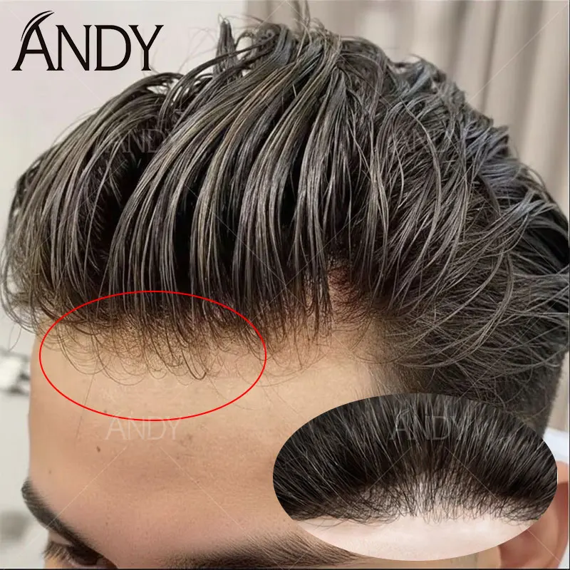 

Human Hair Men's Toupee 0.02-0.04mm Super Thin Skin Natural European Human Hair Male Wig Hair Prosthesis Hair System For Men