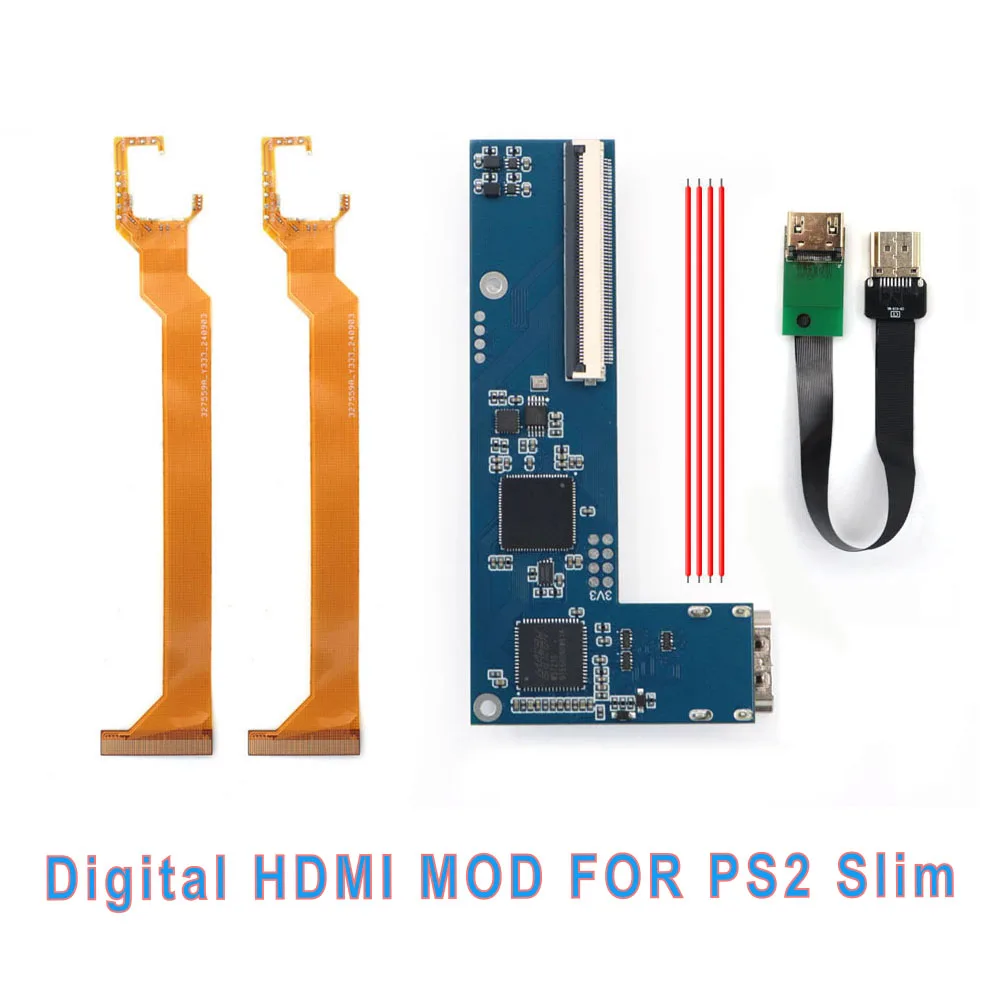 

Комплект для модификации PS2 Slim: цифровой HDMI-адаптер, внутренняя плата HDMI для подключения к телевизору, набор для модификации консоли PS2 Slim.