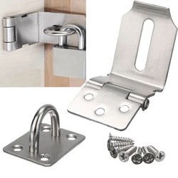 Stainless Steel Latch Lock Padlock Clasp Gate Hasp Staple Door 90 Degrees Latches Lock Shed Latch Burglar-proof Hardware