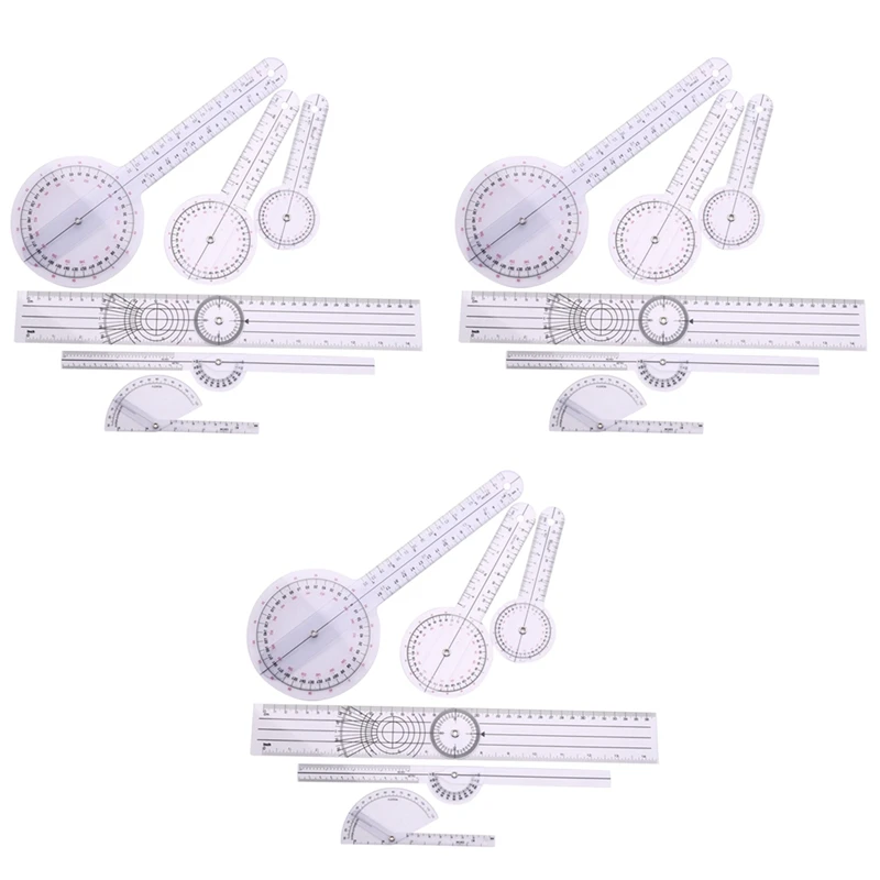 18Pcs Spinal Ruler Spinal Finger Goniometer Protractors Multi-Ruler Angle 180/360 Degree Measuring Tool