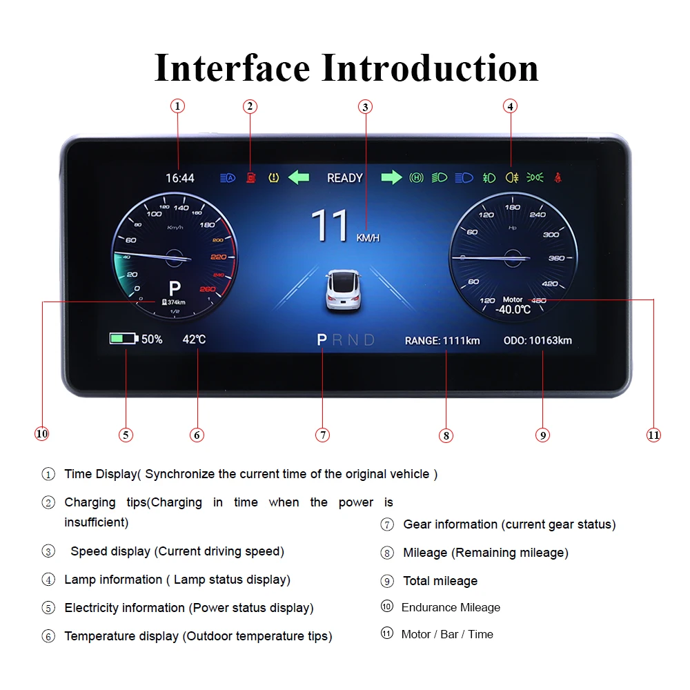 Console de voiture Android intelligente, écran tête haute, tableau Prada, HUD pour les placements, modèle 3 Y, affichage de contrôle, IPS, 8.8 pouces