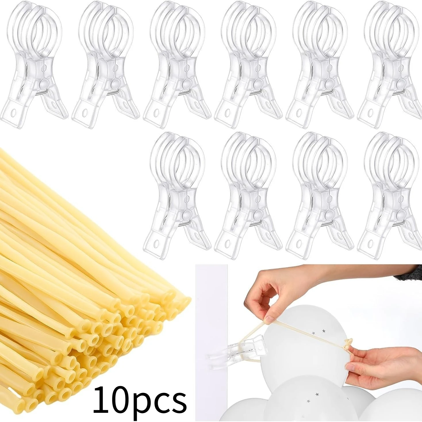 10 Stück 3,5 Zoll Hochleistungs-Federklemmen aus Transparentem Kunststoff für Ballonbögen, Hintergründe, Fotostudios und Fotografie