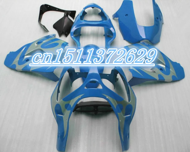 Dor-Silver flames For KAWASAKI ZX9R NINJA 2002-2003 Body ZX-9R ZX 9R 9 R 02 03 ZX9 R Blue 2002 2003 Fairing Kit D