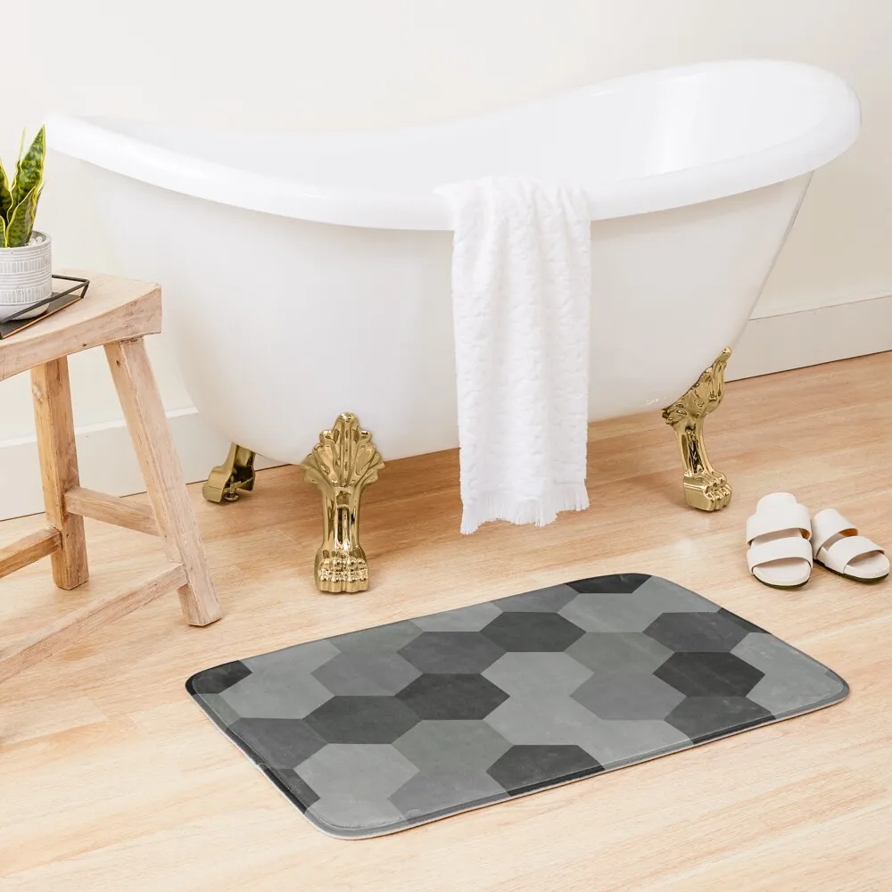 

Grey Hexagon Pattern Design Bath Mat Bathroom Floor Bathroom Accessory Carpets For Bathroom Mat