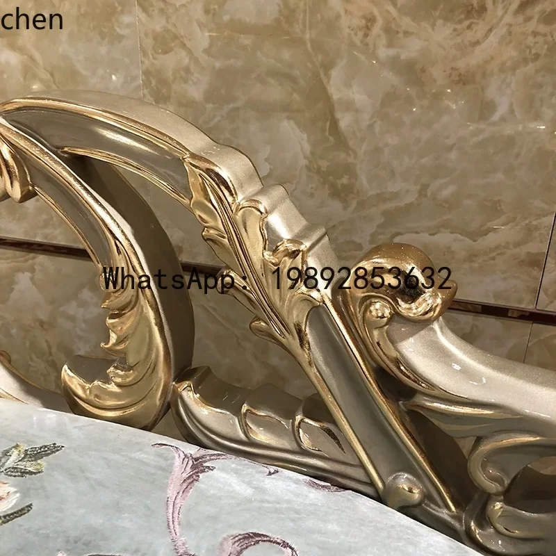 YFY French Style Solid Wood Bed End Stool European Carved Classical Bedroom Bedside Shoe Changing Bench