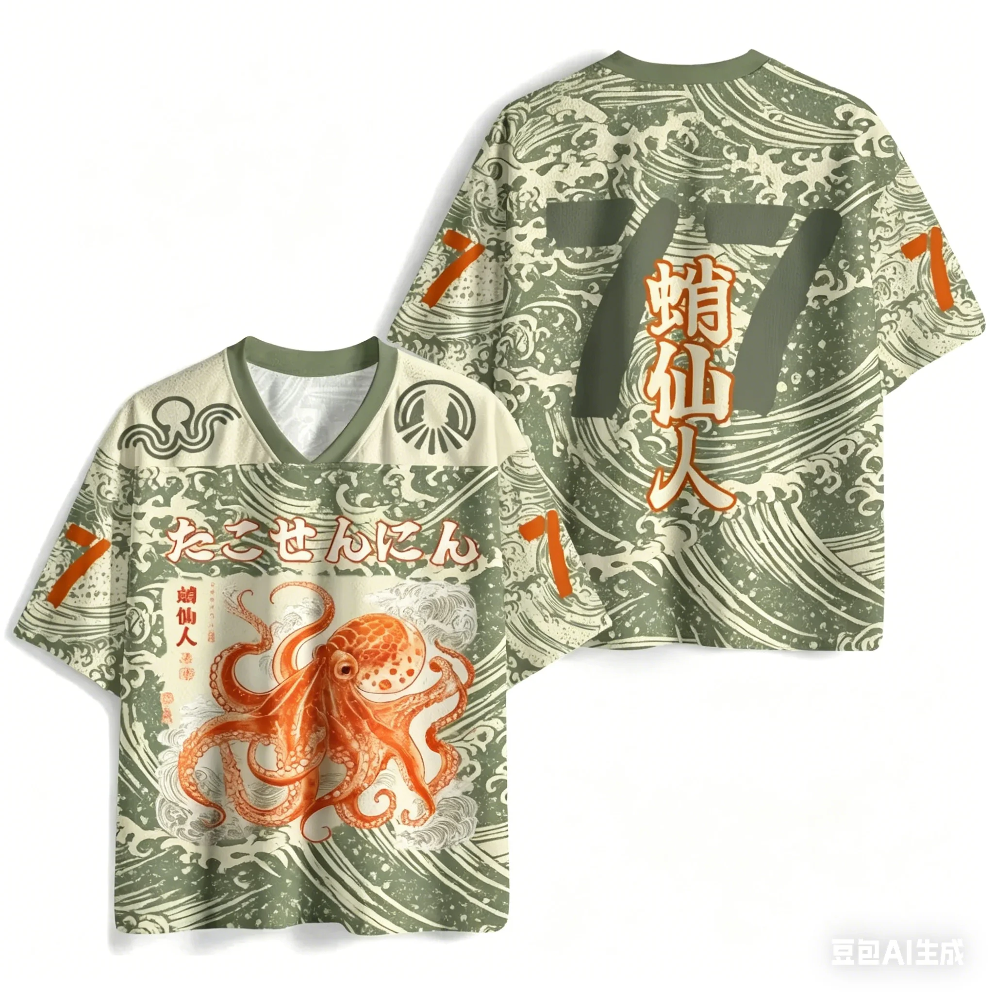 2026 Summer Fashion Japanese Style Crow Printing Quick Dry Loose Short Sleeve Training Street Wear V-neck T-shirt Large