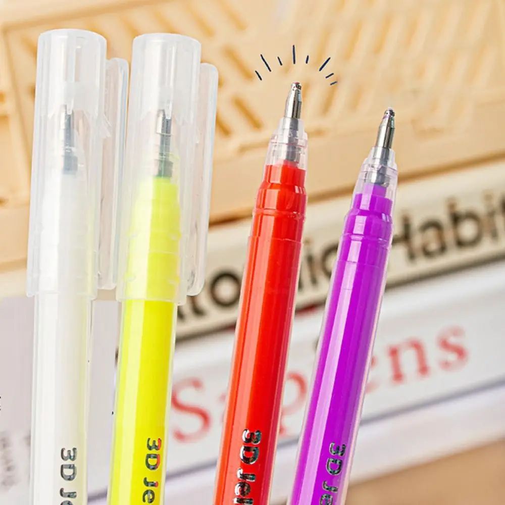 6 Pieces/Pack 3D Stereo Pastel Pencil Cute Fluorescence Painting Gel Pen Creative Painting Bullet Diary Colored Pens Student