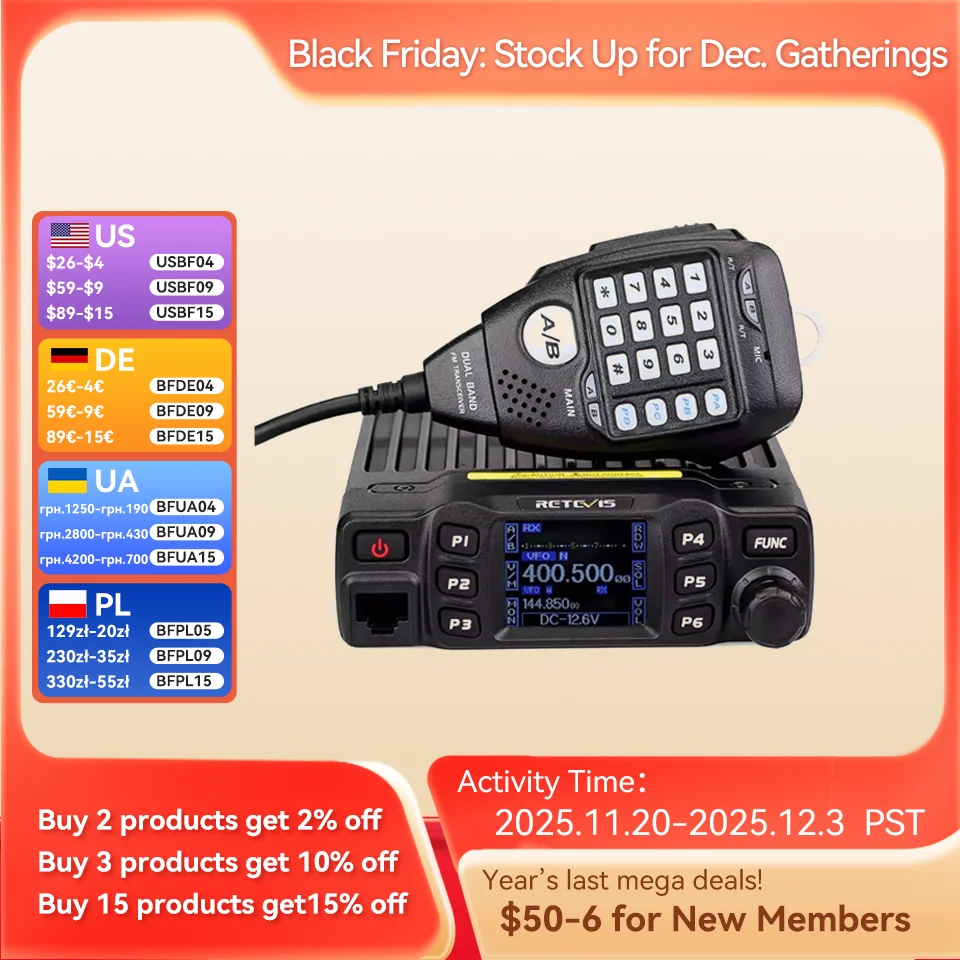 Retevis RT95 มือถือวิทยุ 2-Way รถวิทยุ VHF UHF Dual Band วิทยุ Station Transceiver สถานีฐานสําหรับ CAMPING