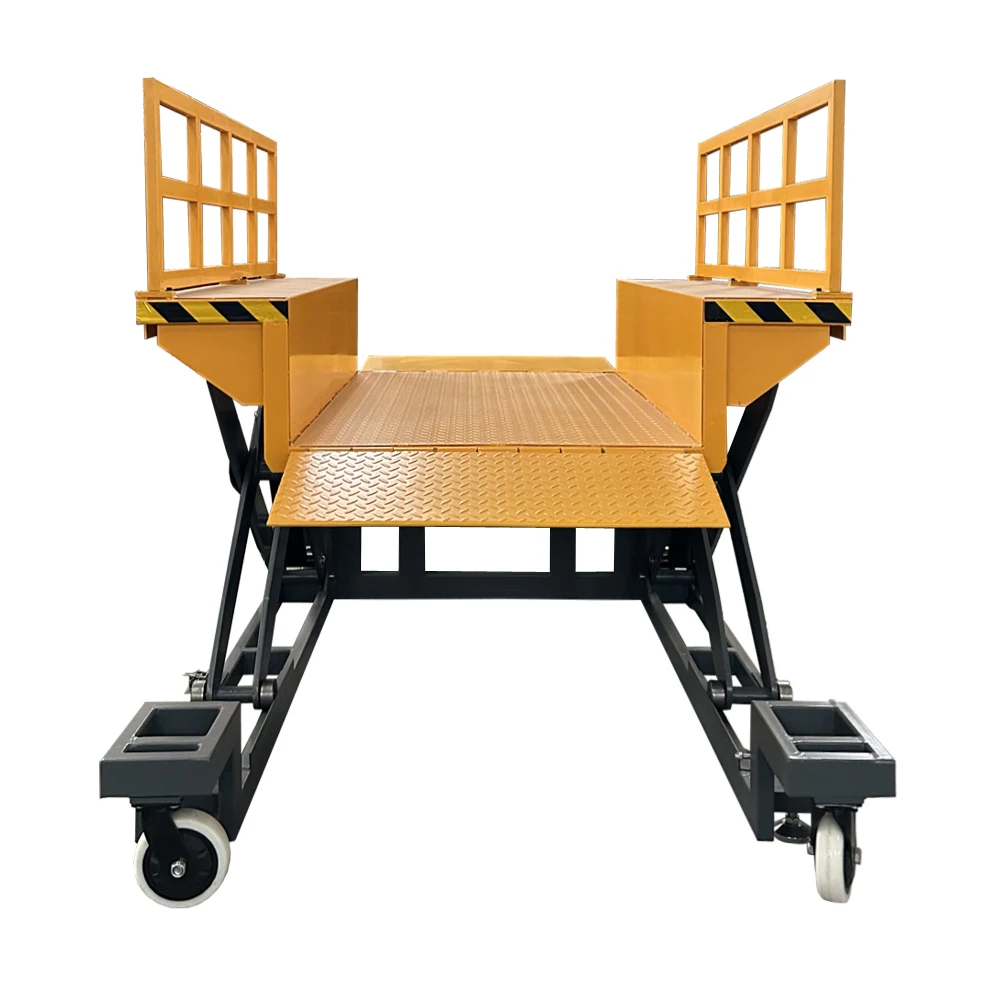 Mobile unloading platform for efficient loading and unloading of forklifts with containers