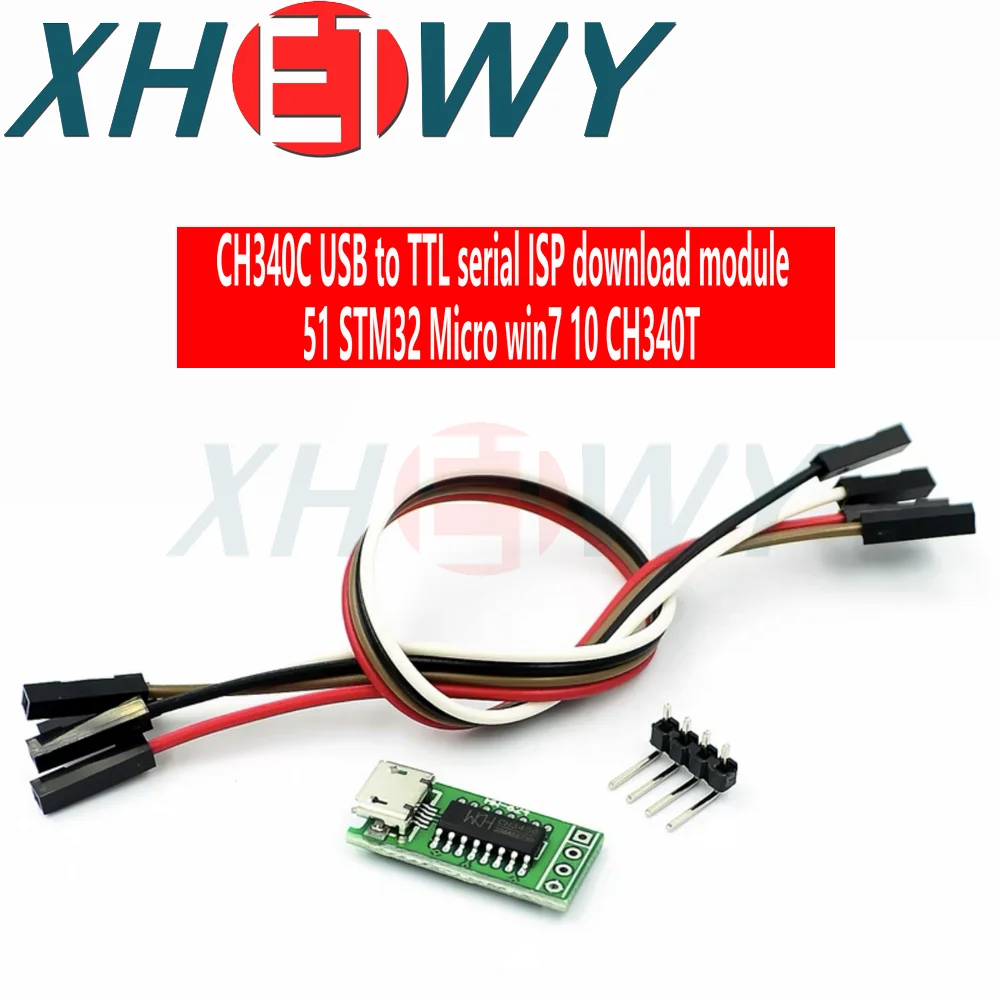 CH340C ไมโคร USB ไปยังพอร์ตอนุกรม TTL โมดูลดาวน์โหลด5V/3.3V 500mA แทนที่ CP2102 CH340T CH340G สำหรับ STM32 51ด้วยสาย Dupont