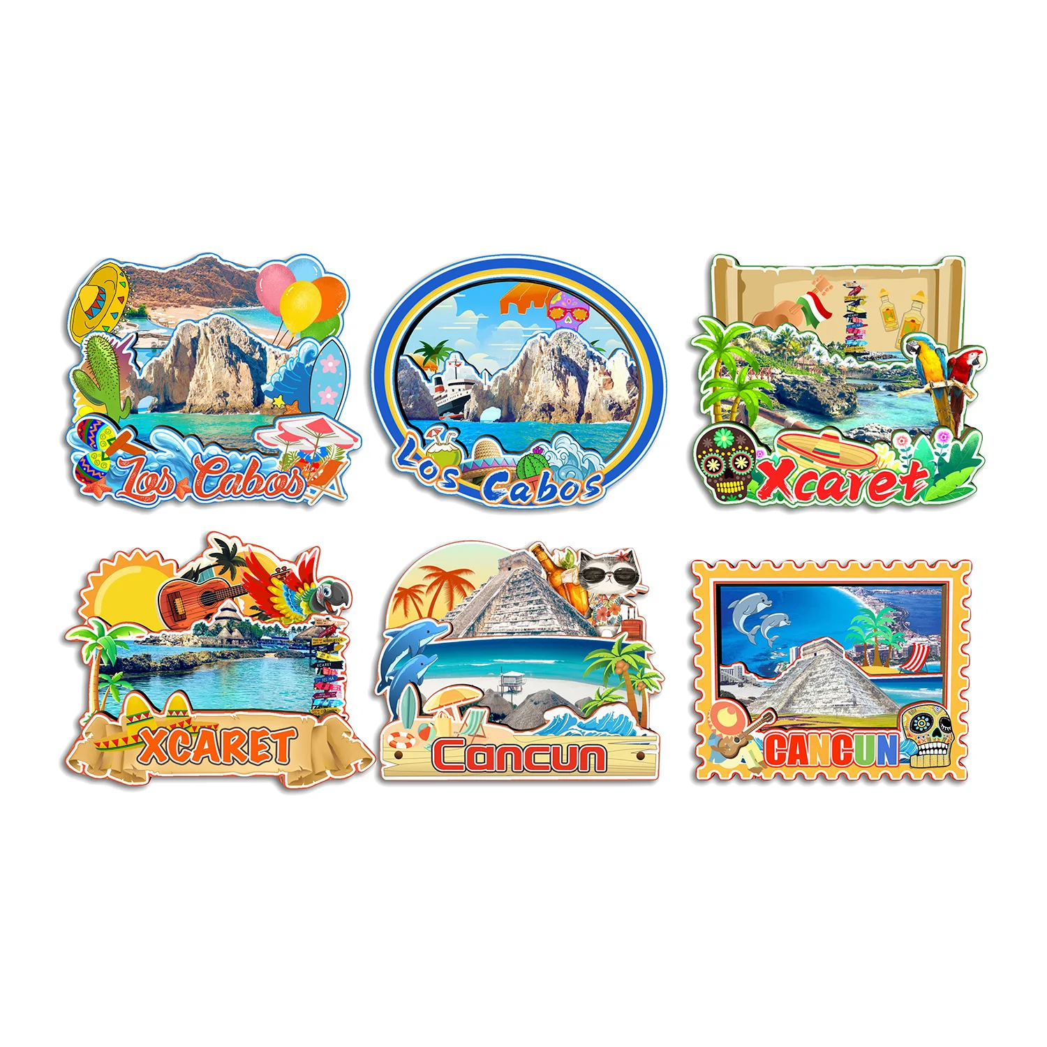 Cancun Xcaret Los Cabos MEXICO imán para nevera regalo de recuerdo de viaje pegatina decorativa hecha a mano para refrigerador hogar