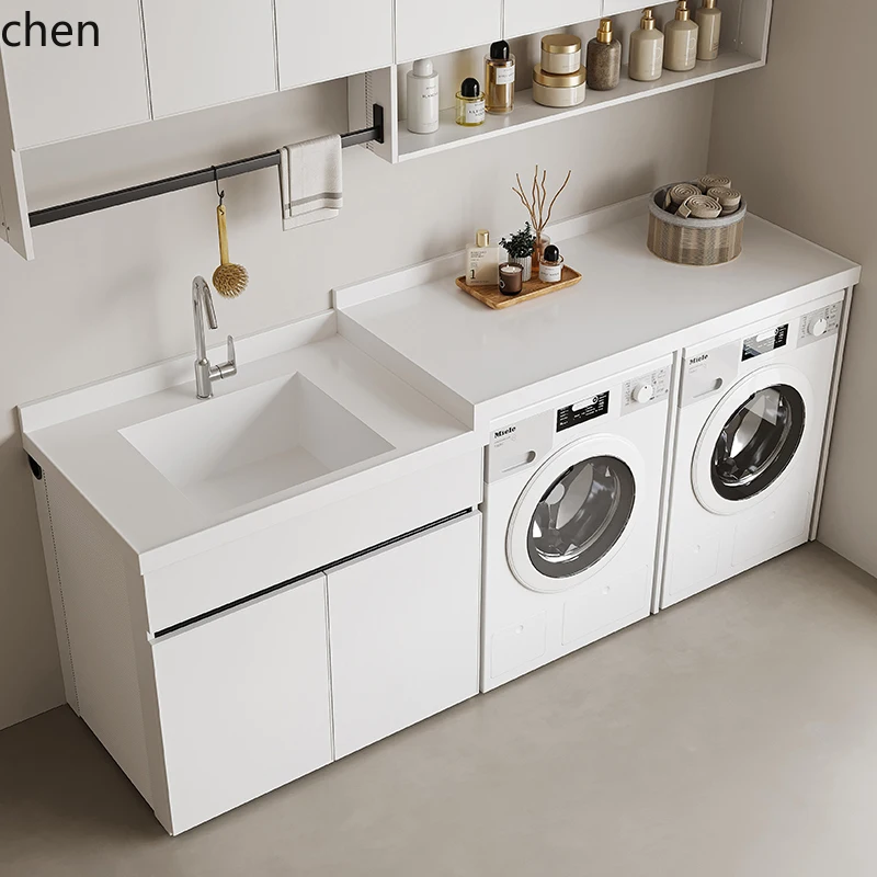 

LXC slab double washing machine cabinet dryer laundry cabinet balcony cabinet integrated combination drum laundry pool basin