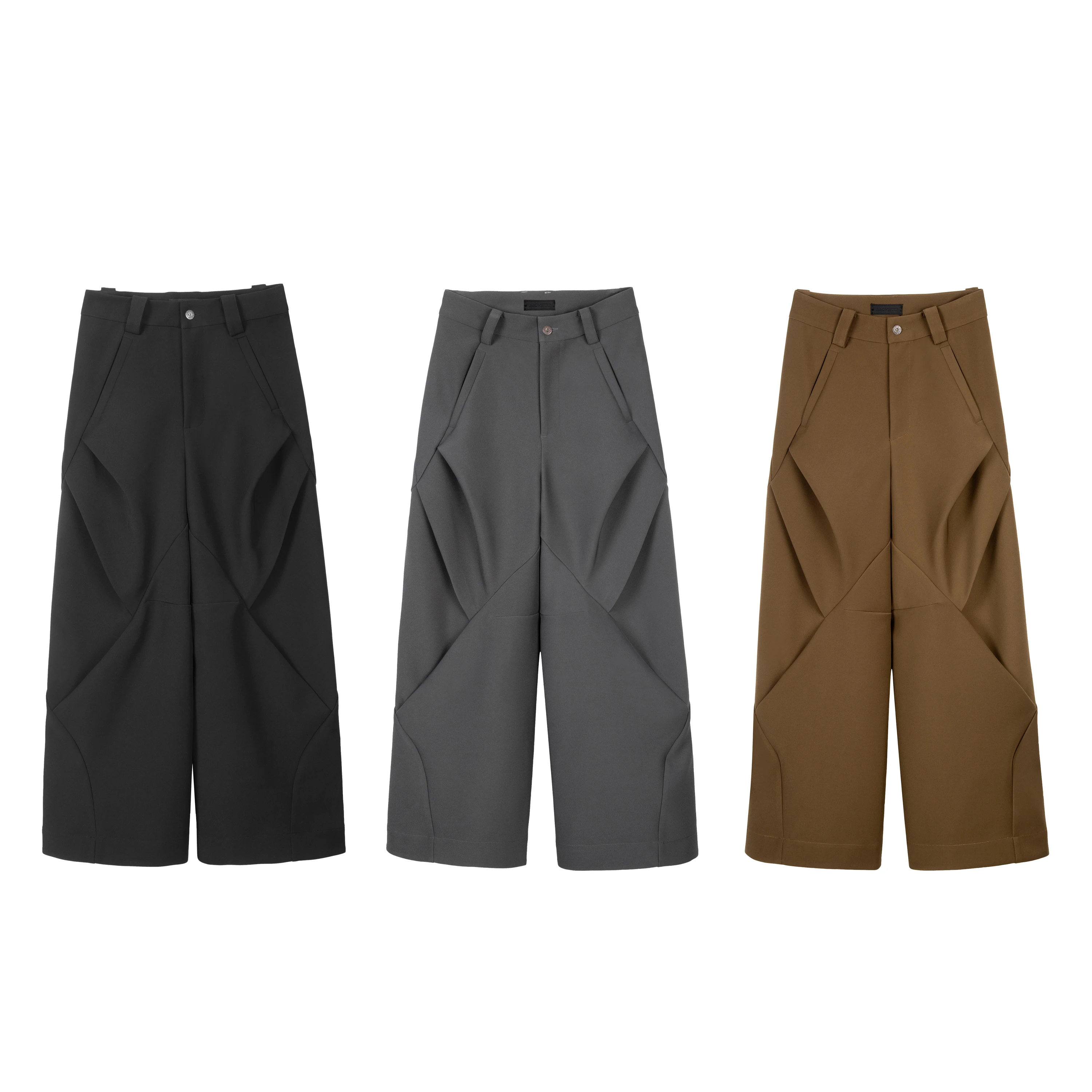 

BAOVICTO 23SS Diamond Patterned Wide Leg Pants Anti-Wrinkle Pleated Splicing 3D Tailoring Loose Fit Casual Trousers