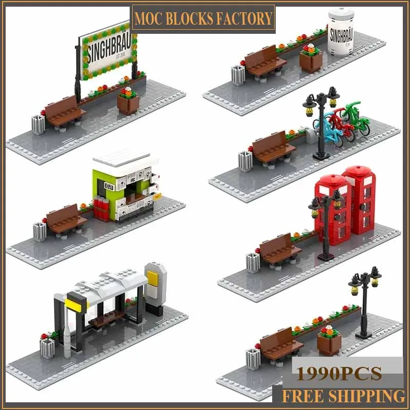 Street View Model Moc Building Bricks Corner Extension Scene Technology Modular Blocks Gifts Christmas Toys DIY Sets Assembly