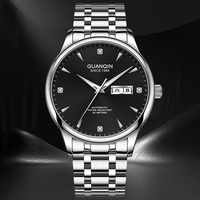 GUANQIN Luxury Men Watch Upgraded Automatic Mechanical Dual Calendar Stainless Steel Case 50M Waterproof Luminous Watches