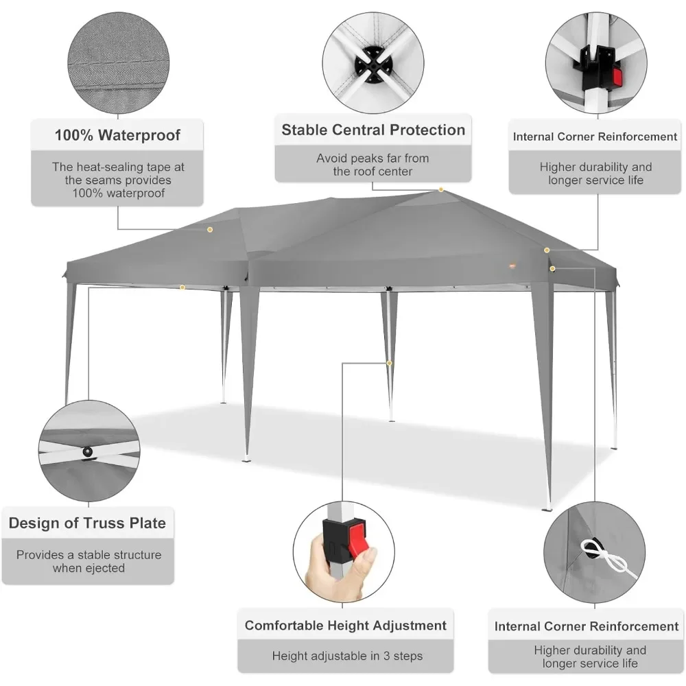 10x20 Pop Up Canopy Event Shelter Shade Przenośny namiot na imprezy Plaża Camping Komercyjna natychmiastowa altana Baldachim ślubny