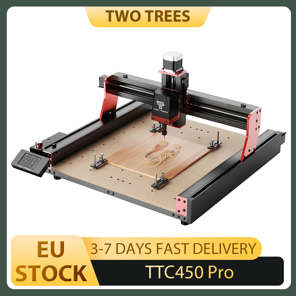 TWO TREES TTC450 Pro CNC Router Machine DIY Houtbewerking Snijmachine Scherm UI Upgrade Ondersteuning Laser Modus Schakelen 460*460*80mm