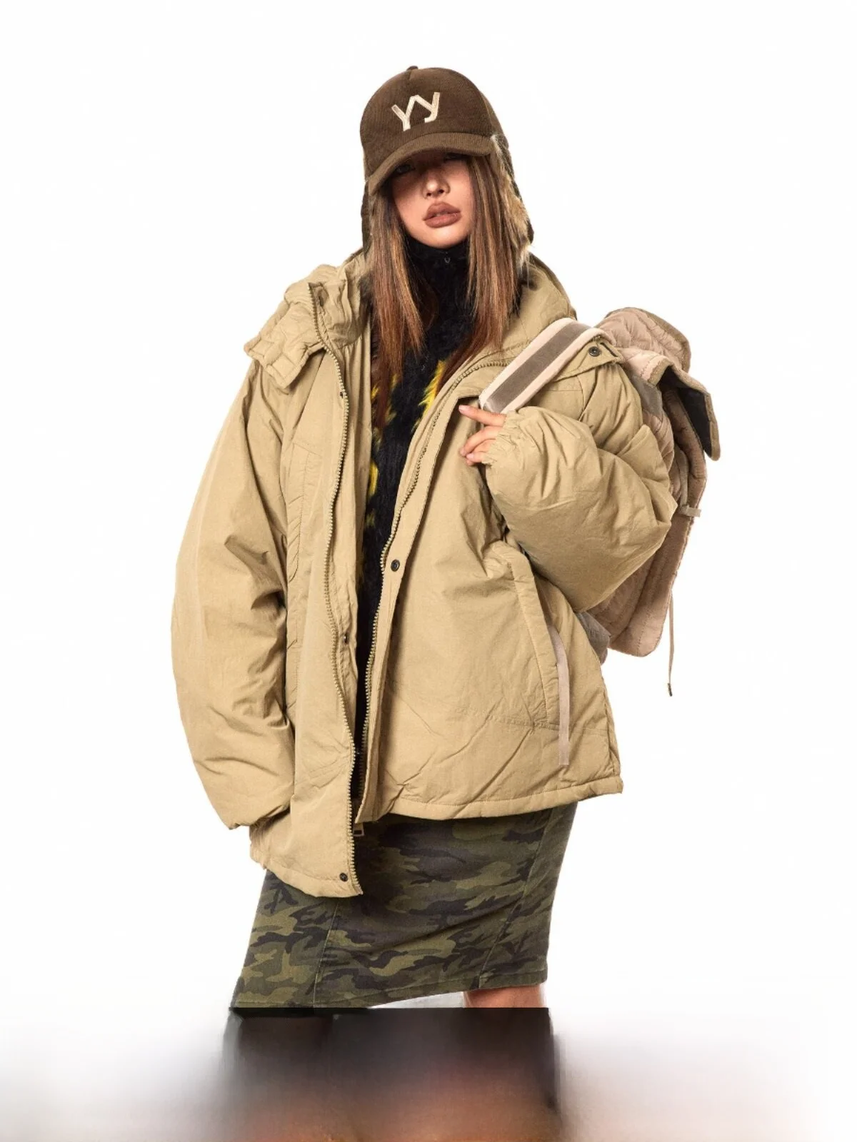 Blackbb Mountain Series Outdoor Hooded  Color down Jacket Men's Windproof Warm Winter Coat Street Style Long Sleeve Zipper