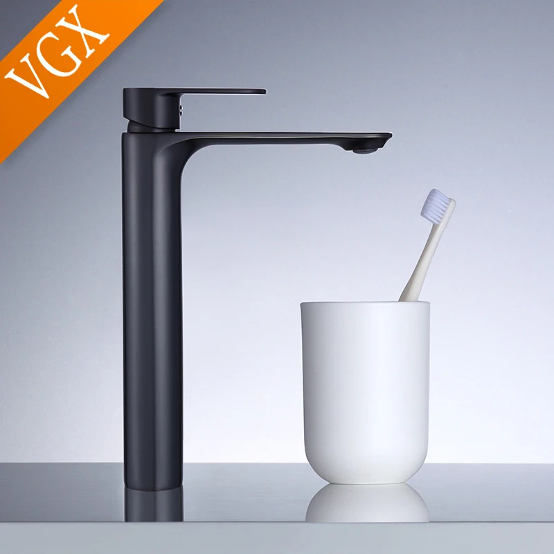 Imagem -06 - Vgx Torneiras do Banheiro Alta Bacia Mixer Sink Torneira de Altura Gourmet Lavatório Torneiras Água Quente e Fria Guindaste Tapware Bronze Preto Ouro