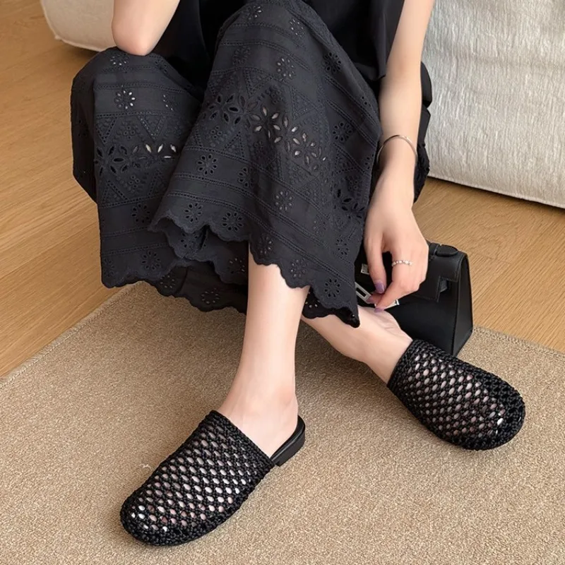

Summer New Women's Shoes Fashion Air Mesh Muller Slippers for Woman Comfort Baotou Casual Shoes Designer Shoes Zapatos De Mujer