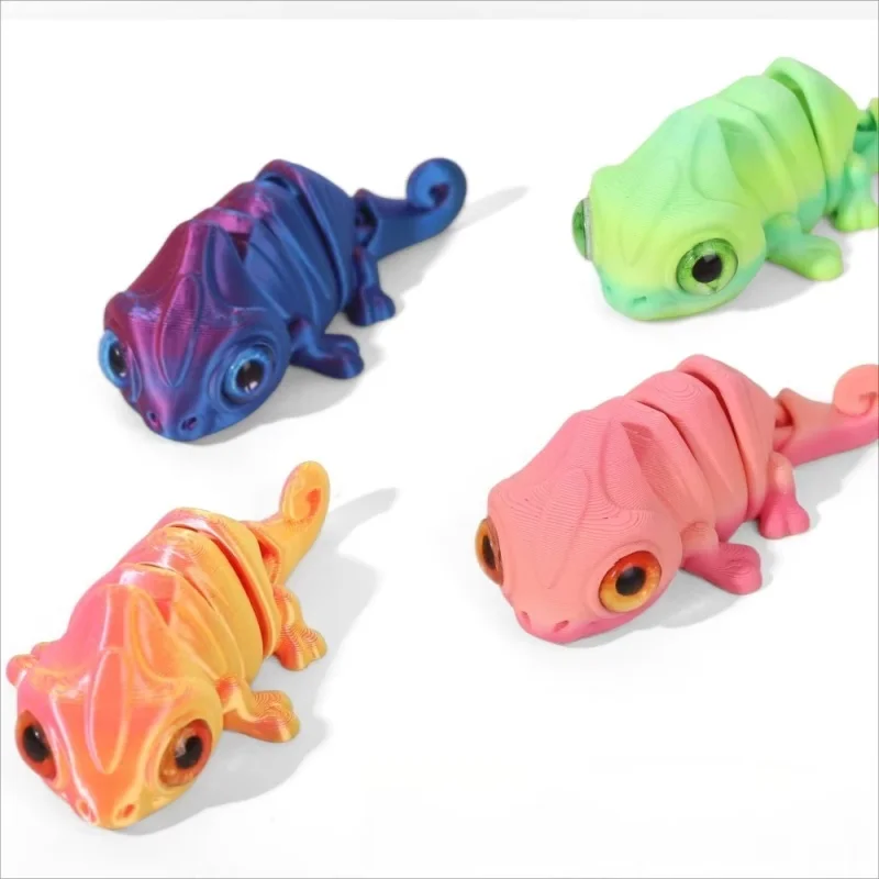 3D Printing Chameleon Figurines Multi-joint Movable Home Tabletop Crafts Kids Gift Living Room Decor Home Accessories