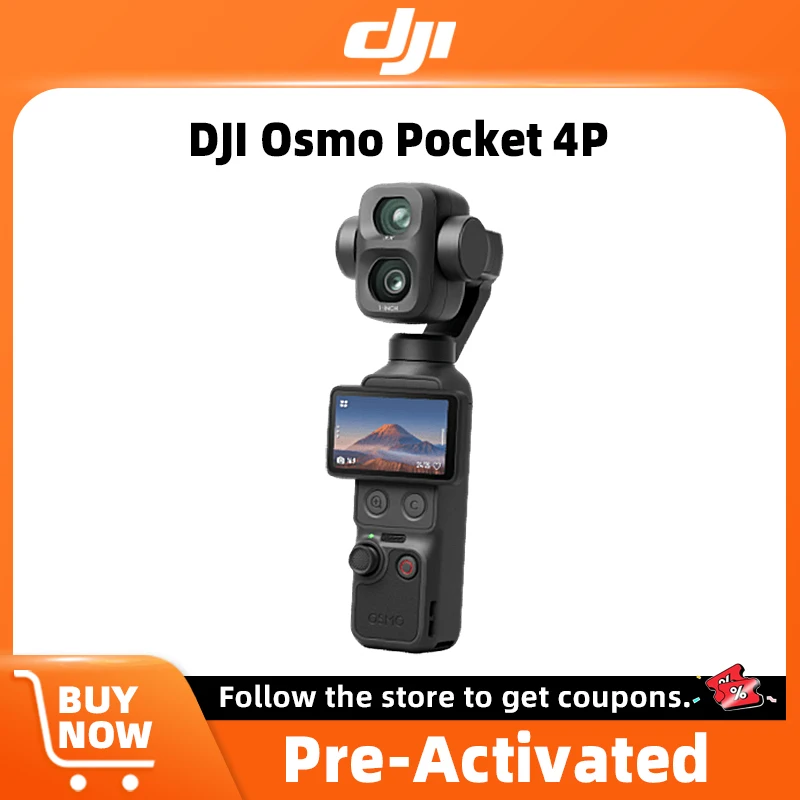 DJI Osmo Pocket 4P com Câmeras Duplas, Capturas Cinematográficas de Perto e Longe, Estabilização de 3 Eixos e ActiveTrack com Zoom de até 12x