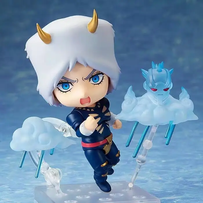 New 10CM Anime JoJo's Bizarre Adventure Weather Report Q Version Joint replaceable Action Figures PVC Model Desk Decor Toy Gifts