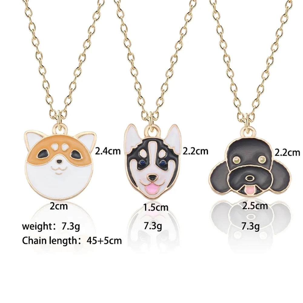 1Pc Cute Dog Pendant Necklace for Women Puppy Doggy Kawaii Shiba Inu Husky Poodle Animal Necklace Jewelry Accessories Gift 2024