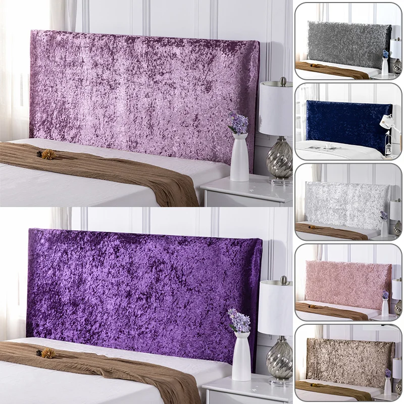 Luxury Elastic All-inclusive Bed Headboard Cover Crushed Velvet Non-Slip Head Board Covers  Bed Back Dust Protector Cover