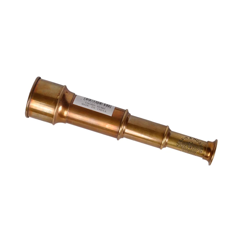 Imported Retractable Retro Pure Copper Telescope Old Single Tube Hand-Held Distressed Ornaments